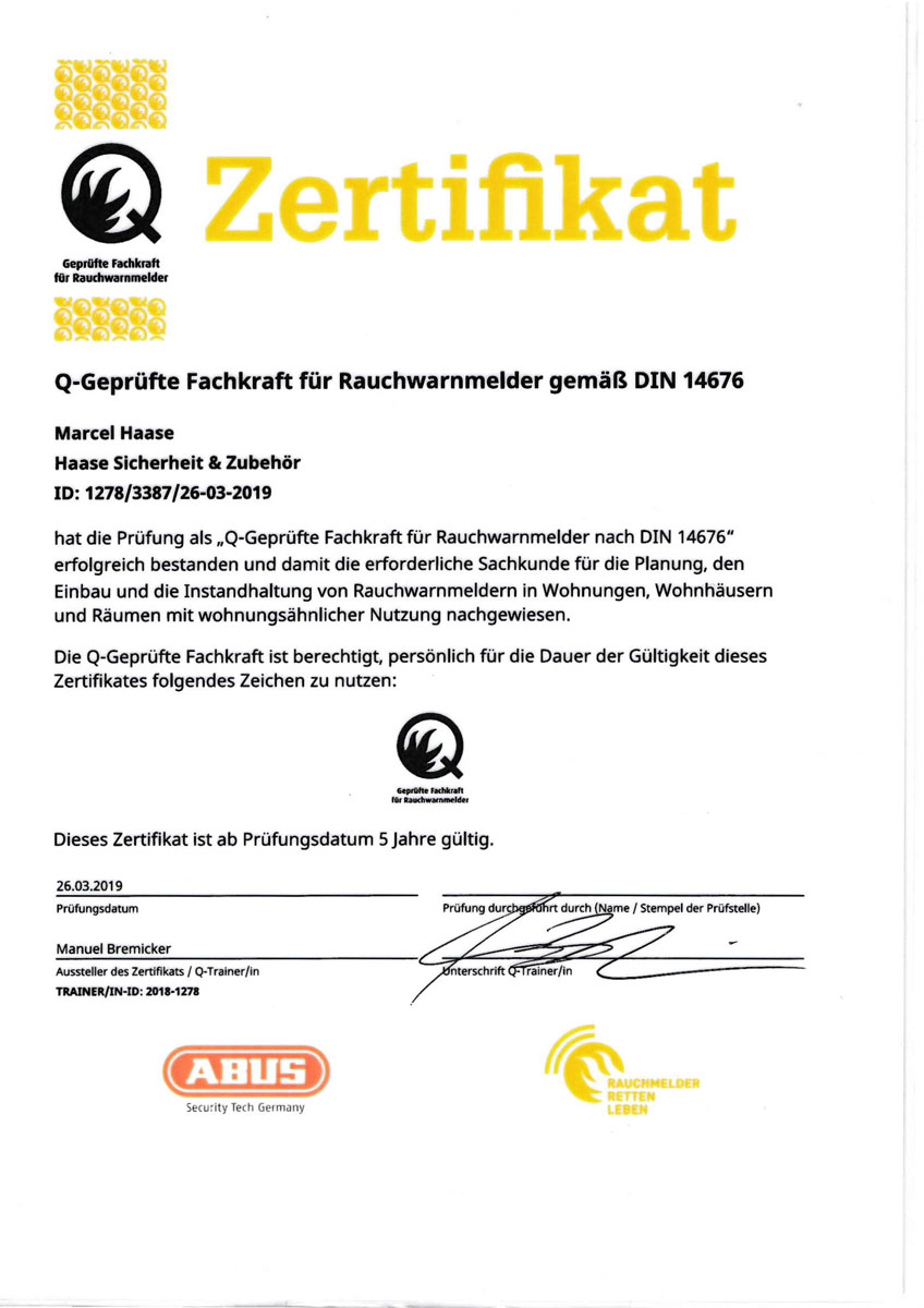 ABUS Q-Geprüfte Fachkraft für Rauchwarnmelder